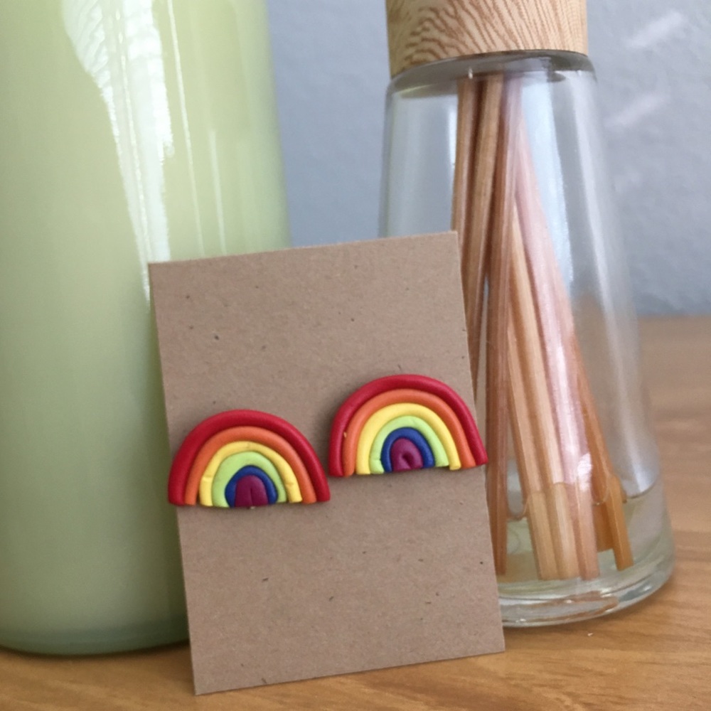 Rainbow Pride Clay Studs